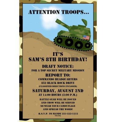 Army Tank Invitations, Paper So Pretty
